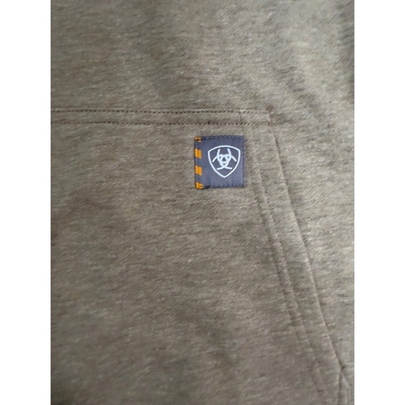 ARIAT Rebar Skill Set 1/2 Zip Hood Tan Heathered Fleece Pullover Hoodie Women - Picture 9 of 10